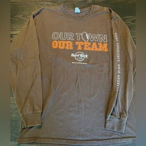 Hard Rock Cafe Brown and Orange Long Sleeve